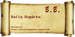 Balla Bogárka névjegykártya